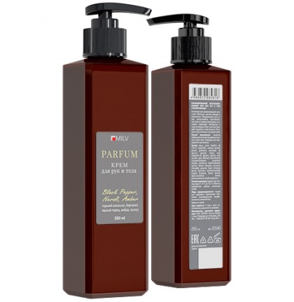 Парфюмированный восстанавливающий крем для рук и тела BLACK PEPPER, NEROLI, AMBER. 250 мл Milv арт. 20140