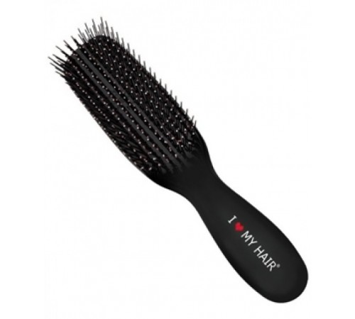 Парикмахерская щетка I LOVE MY HAIR 1503 черная микро глянцевая(длина 17см)