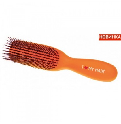 Парикмахерская щетка I LOVE MY HAIR 1503 оранжевая микро (длина 17см)